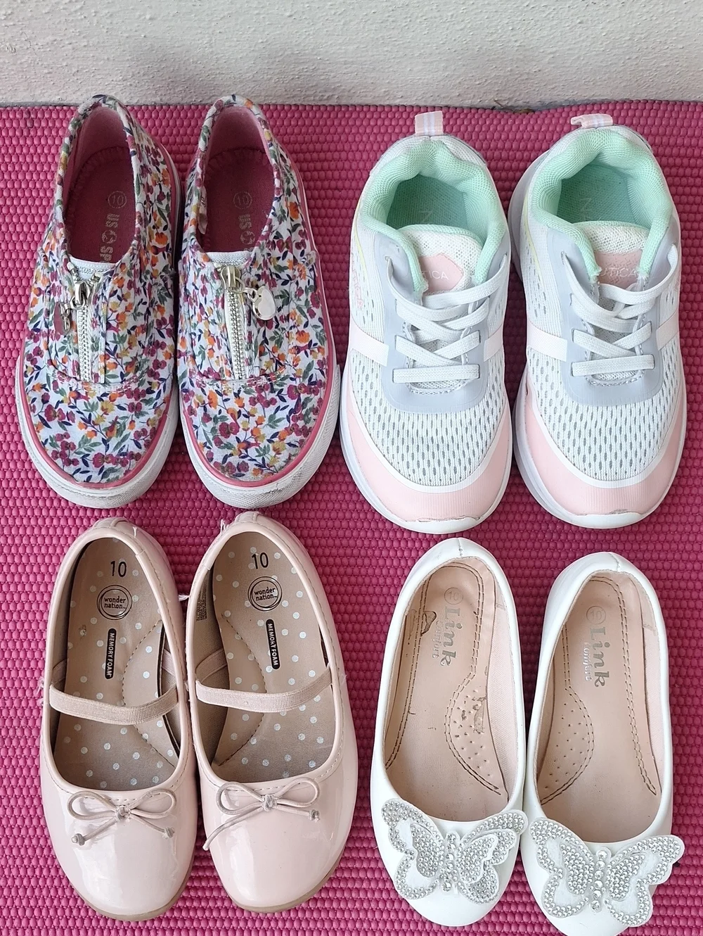 Lot Of 4 Girl's Sneakers Shoes Size 10